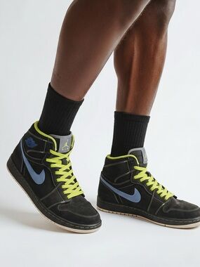 Nike Air Jordan 1 Retro High Shadow Cyber Black Blue Green  Mens 12